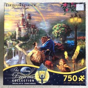 Disney Thomas Kinkade Puzzle Beauty and the Beast 750 Pieces, 1 Pc Missing Ceaco